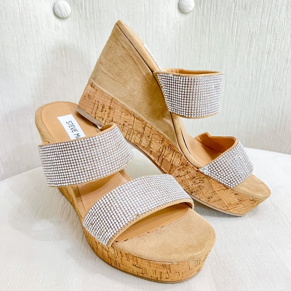 Steve Madden Rhinestone Cork heel wedge sandal